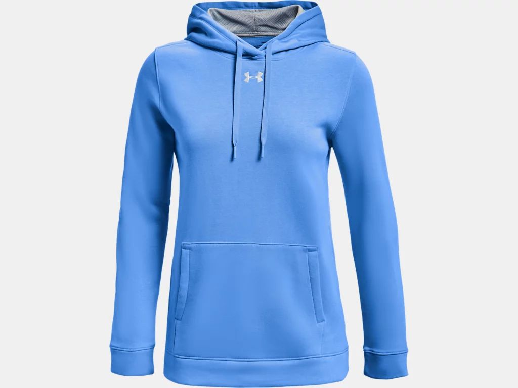 Shop Under Armour Women's Hustle Fleece Hood Columbia Blue Edmonton Canada Store