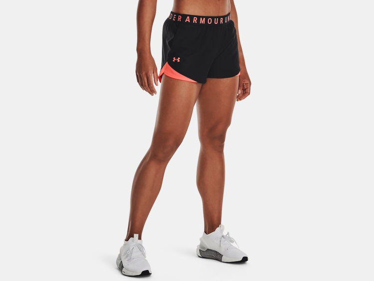 Shop Under Armour Women's Play Up Shorts 3.0 Black/After Burn Edmonton Canada Store
