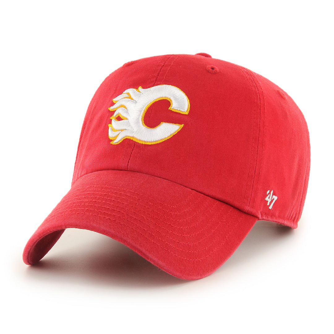 Shop '47 Brand Men's NHL Calgary Flames Clean-Up Cap Red Edmonton Canada Store