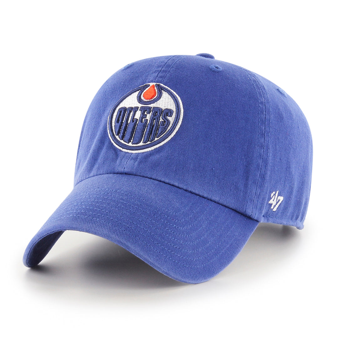 Shop '47 Brand Men's NHL Edmonton Oilers Clean-Up Cap Royal Edmonton Canada Store