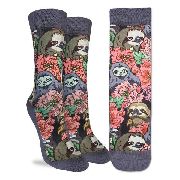 Shop Good Luck Sock Women's Floral Sloth Socks - Shoe Size 5-9 Edmonton Canada Store