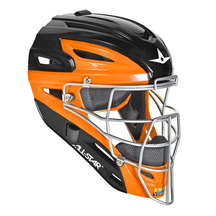 All Star Junior Pro MVP2510 System 7 Catcher's Helmet Black/Orange