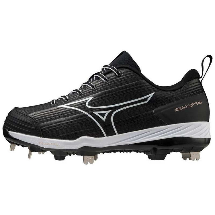 Shop Mizuno Women's Sweep 6 320662.9000 Low Metal Baseball Cleats Black/White Edmonton Canada Store