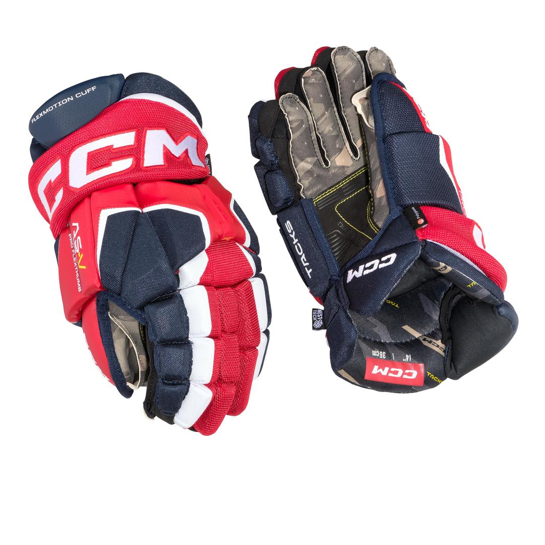 Shop CCM Senior Tacks AS-V Pro Hockey Player Gloves Navy/Red/White Edmonton Canada Store