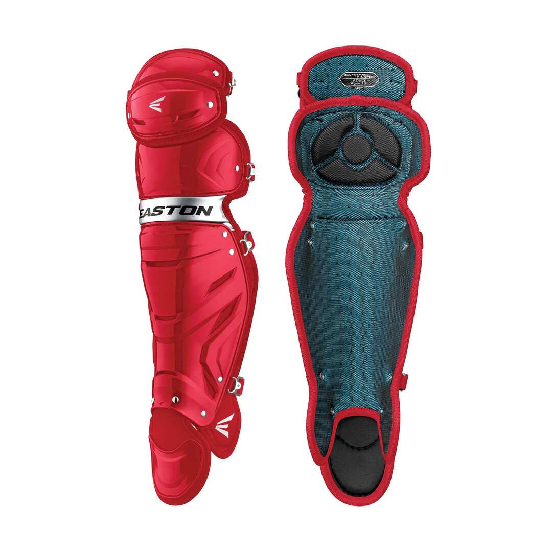 Shop Easton Intermediate Gametime Catcher's Leg Guards Red/Silver Edmonton Canada Store