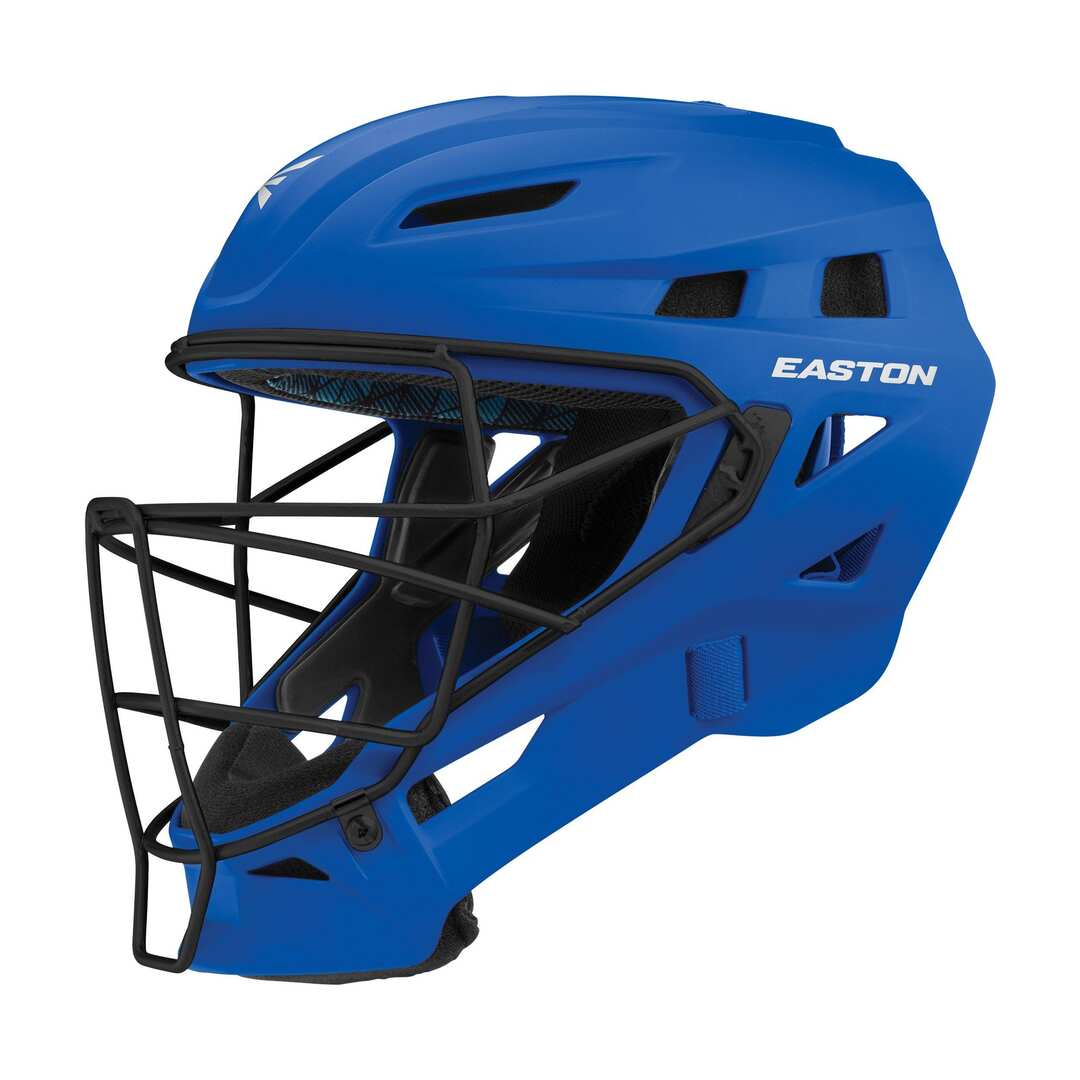 Shop Easton Junior Elite X Catcher's Helmet Royal/Silver Edmonton Canada Store