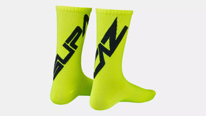 Specialized Supacaz SupaSox Twisted Cycling Bike Sock Neon Yellow