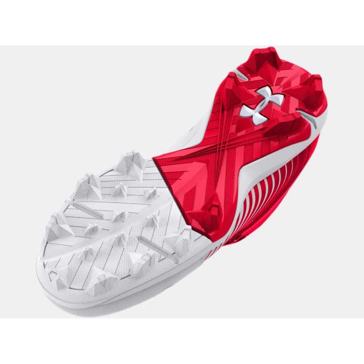 Shop Under Armour Junior Leadoff RM Mid 3025601-600 Rubber Baseball Cleat Red/White Edmonton Canada Store