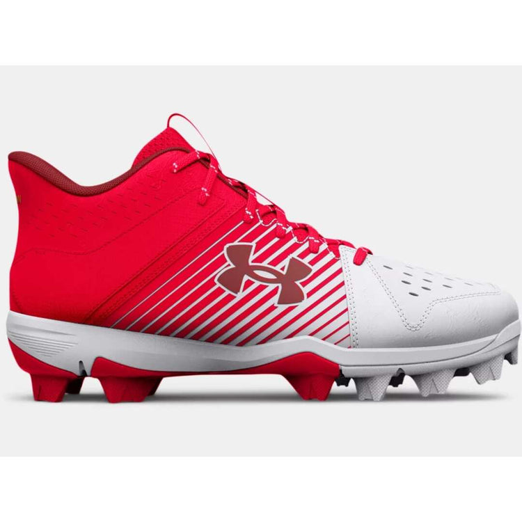 Shop Under Armour Junior Leadoff RM Mid 3025601-600 Rubber Baseball Cleat Red/White Edmonton Canada Store