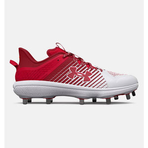 Shop Under Armour Men's Yard MT Low 3025592-600 Metal Baseball Cleat Red/White Edmonton Canada Store